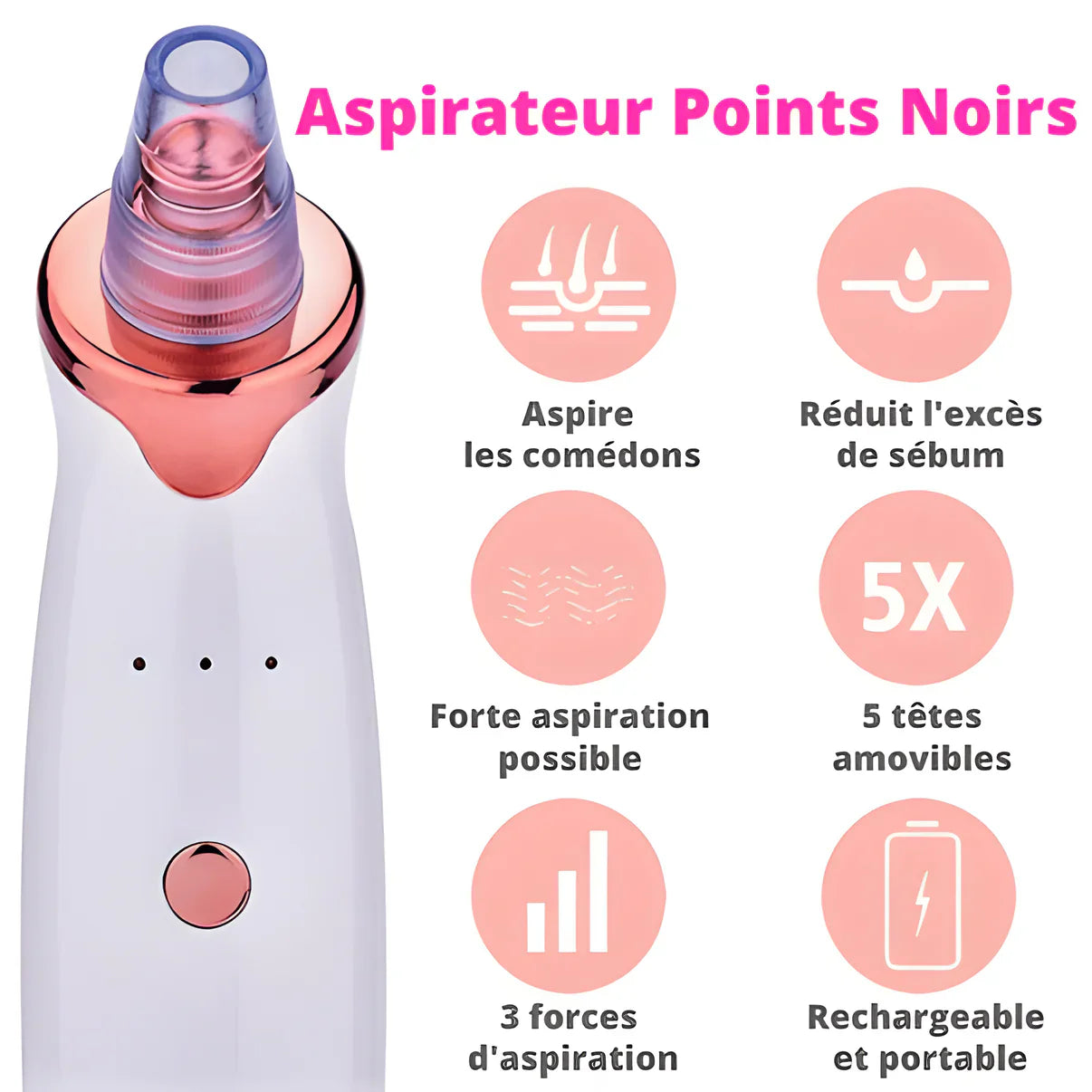 ClearSkin Pro™ : Aspirateur Point Noir, Extracteur (Comédons, sébum)